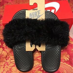 Nike fur slides