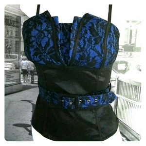 Ruffled satin lace detail top