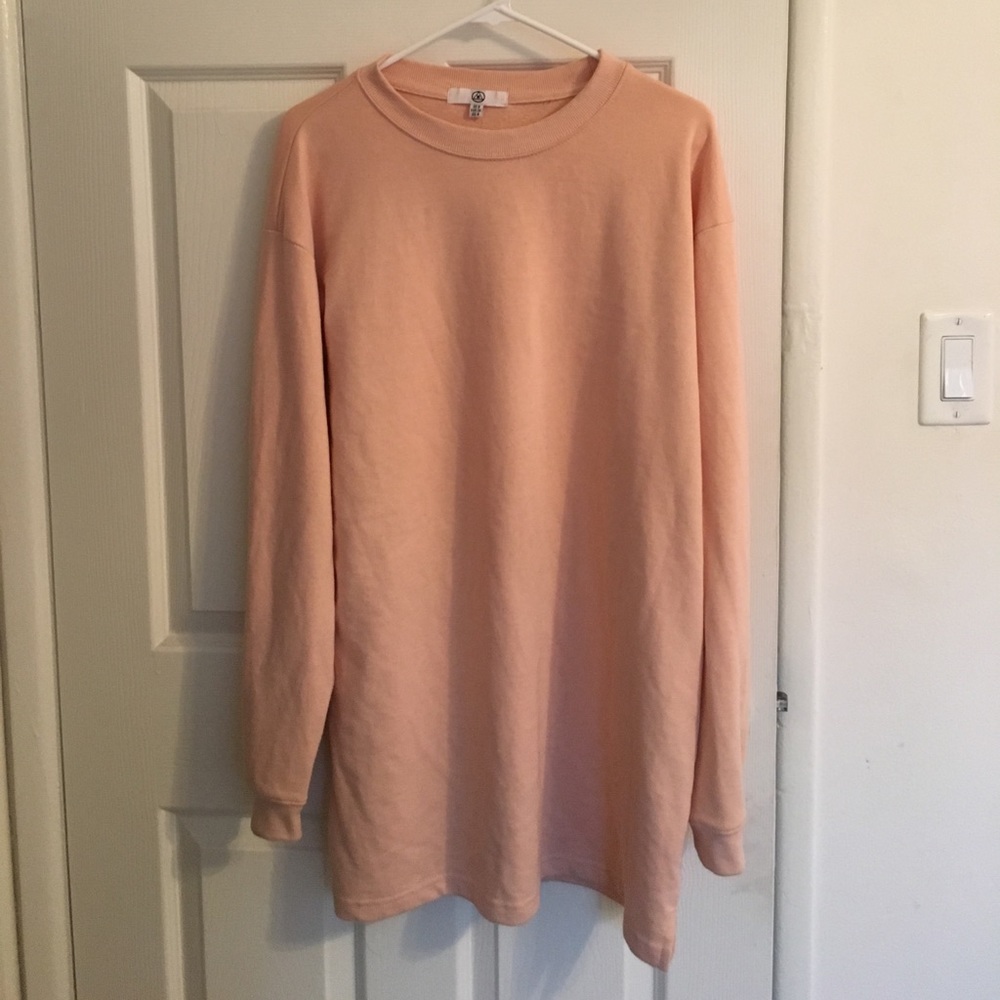 Missguided nude pink sweatshirt dress