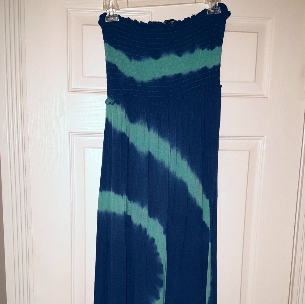 Strapless blue tie dye dress/cover up