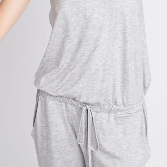 Gray solid rayon jumpsuit w/ elastic waist - Picture 3 of 3