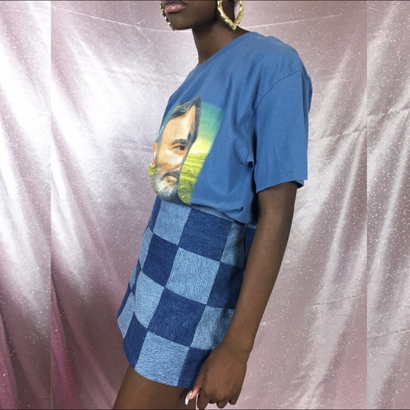 Y2K Denim Patchwork Mini Skirt - Picture 2 of 3