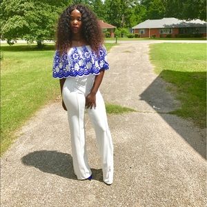 Blue and White Jumpsuit