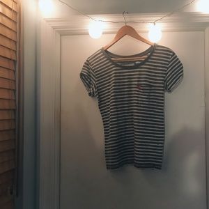 Abercrombie & Fitch gray and white striped tee