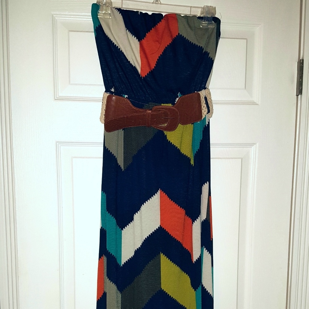 Belted chevron dress