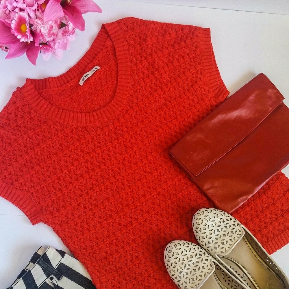 Old Navy Cherry Red Crochet Top