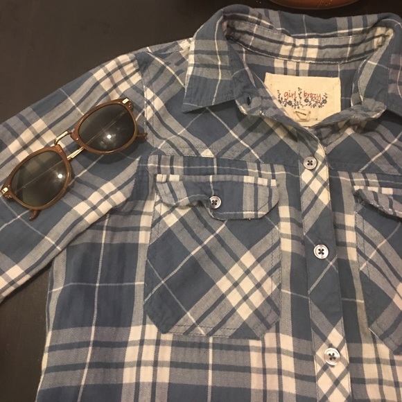 XS Long blue/white plaid blouse/shirt ๐๐ป๐๐ป - Picture 3 of 6