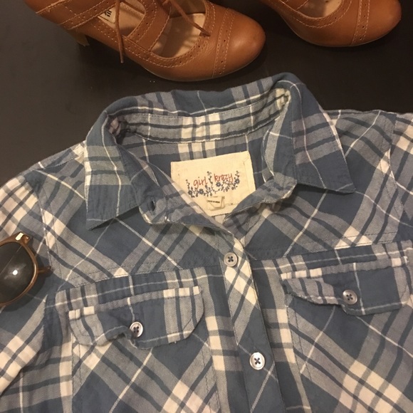XS Long blue/white plaid blouse/shirt ๐๐ป๐๐ป - Picture 2 of 6