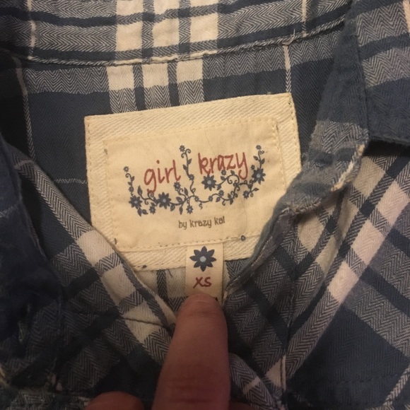 XS Long blue/white plaid blouse/shirt ๐๐ป๐๐ป - Picture 5 of 6