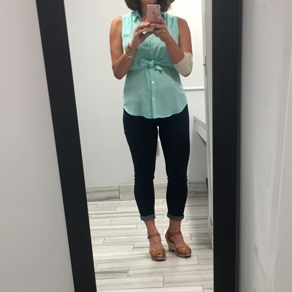 Anthropologie sea foam tie top