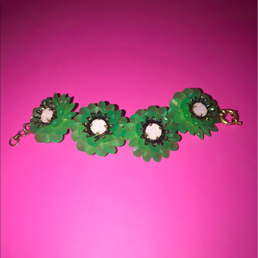 J. Crew green flower bracelet