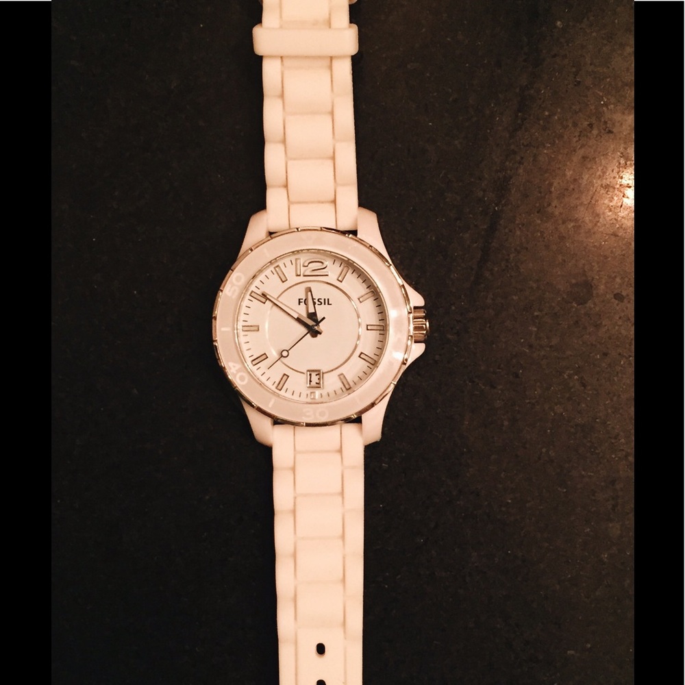 Fossil White rubber watch