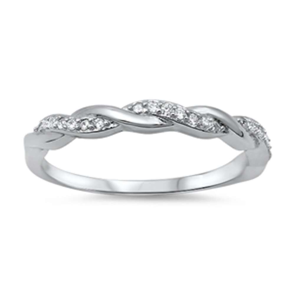 Twisted Braided Half Eternity Sterling Silver Band