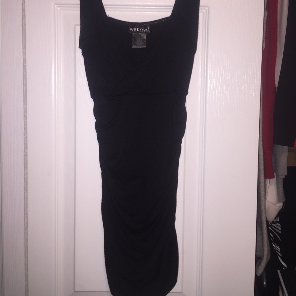 Wet Seal XS Black Ruched Tank Top