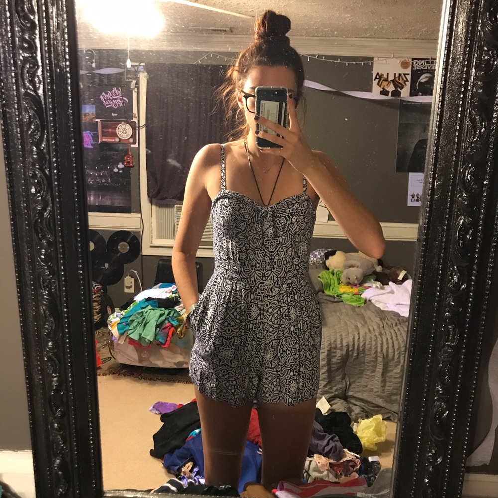 Blue doodle romper
