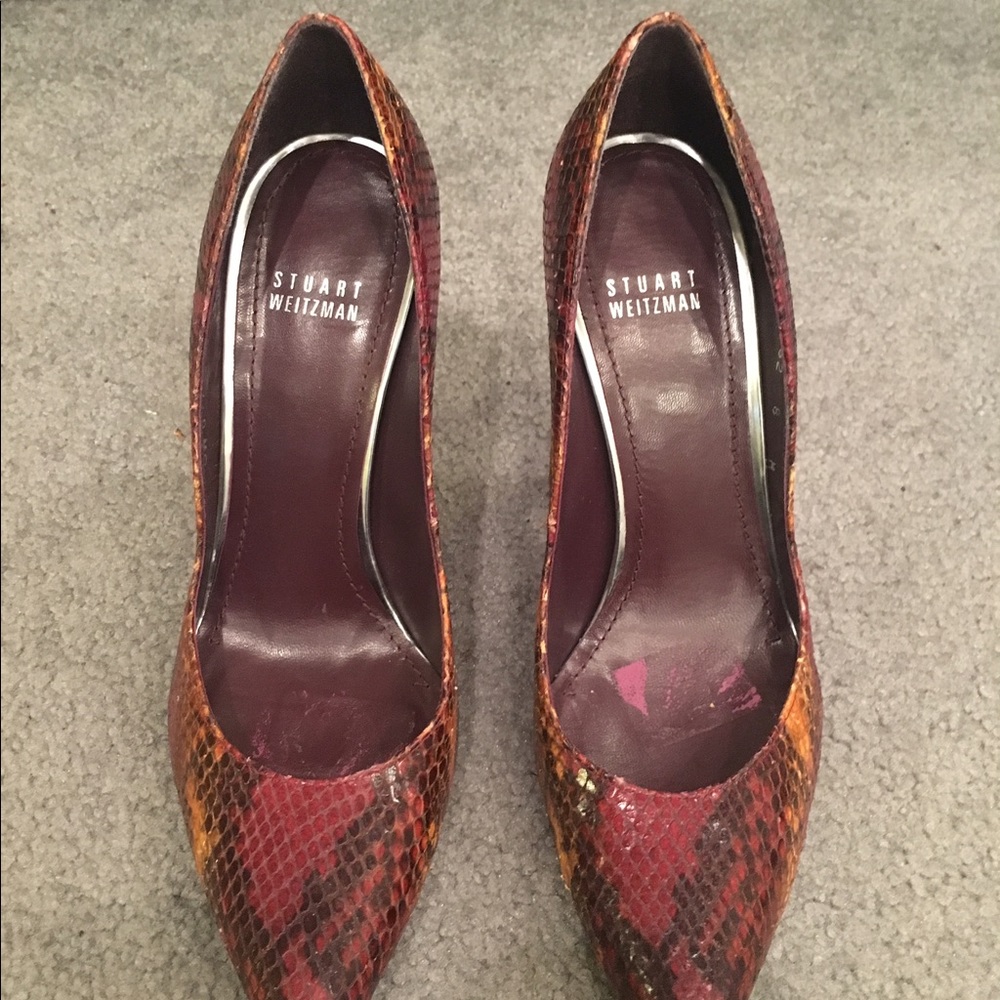 Stuart Weitzman Leather Python Print Pump
