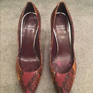 Stuart Weitzman Leather Python Print Pump