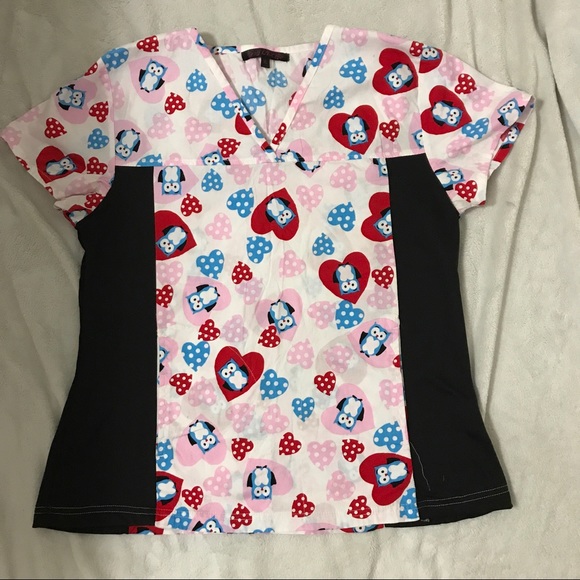 Other - Owl & hearts scrub top