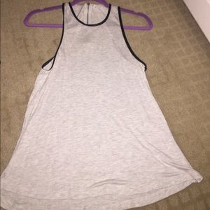 Heather Grey Tank Top With Leather Detailing