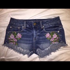 American Eagle embroidered cut offs