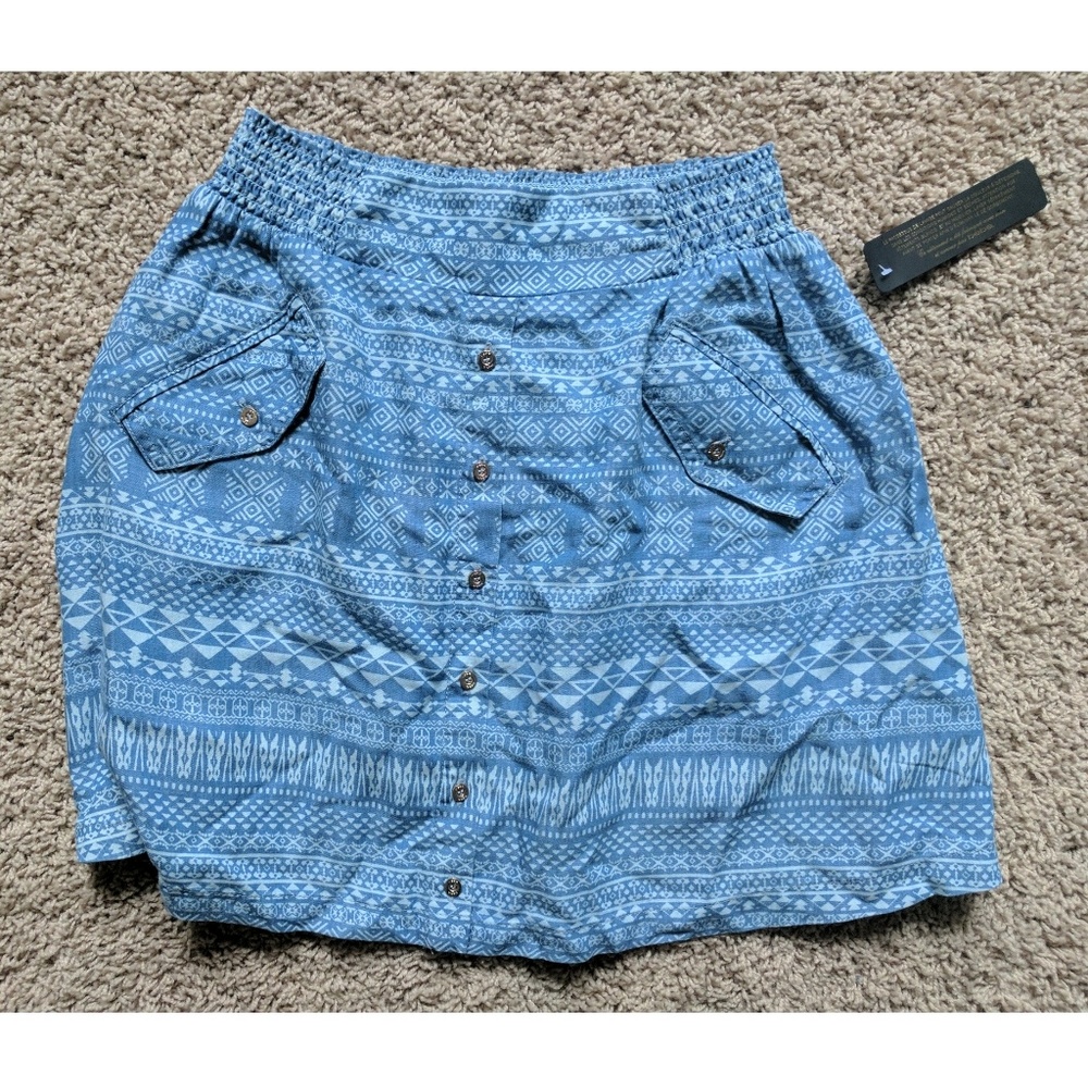 Bebe "Tribal Denim Skirt," s (NWT)