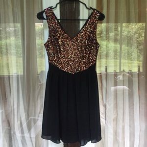 Golden Sequin Skater Dress