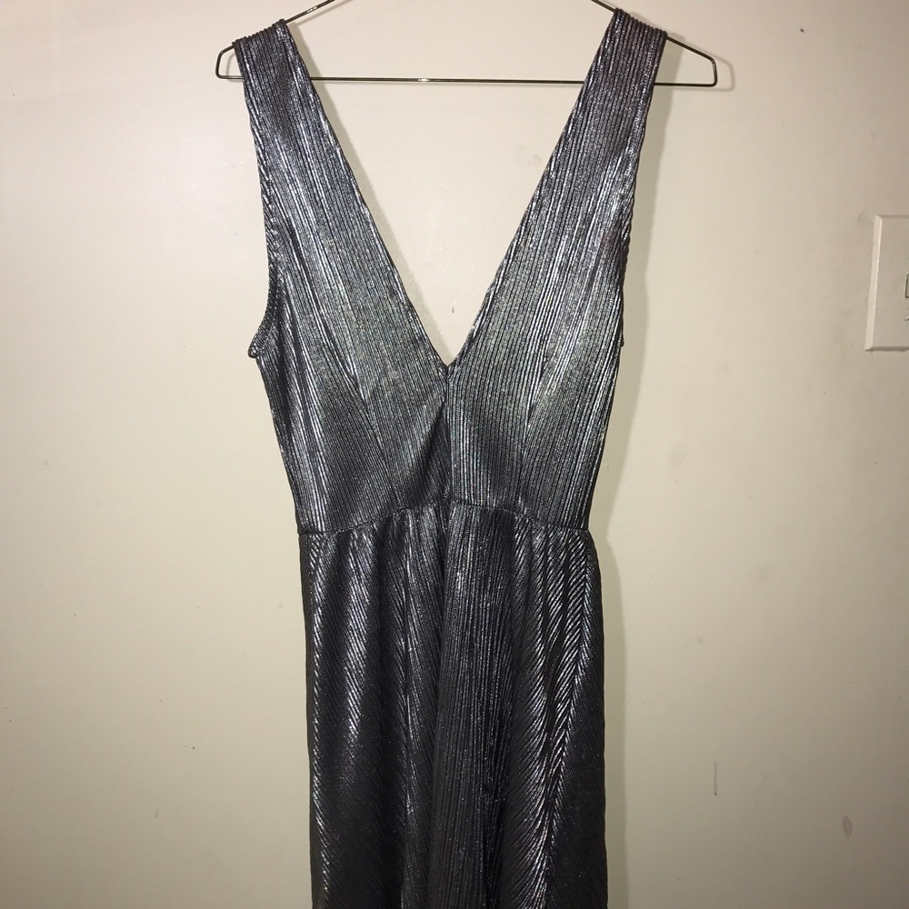 Metalic scoop flare dress