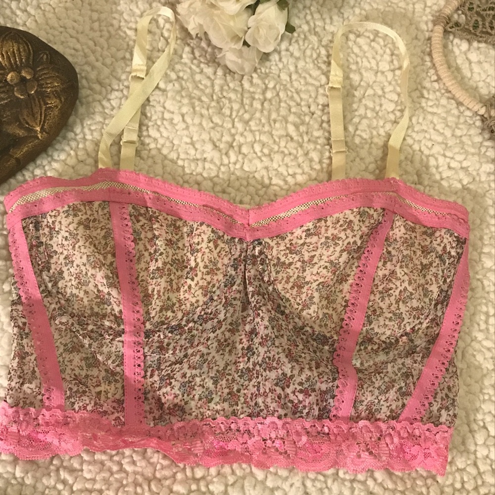 NWOT Pink Floral Bustier Bralette