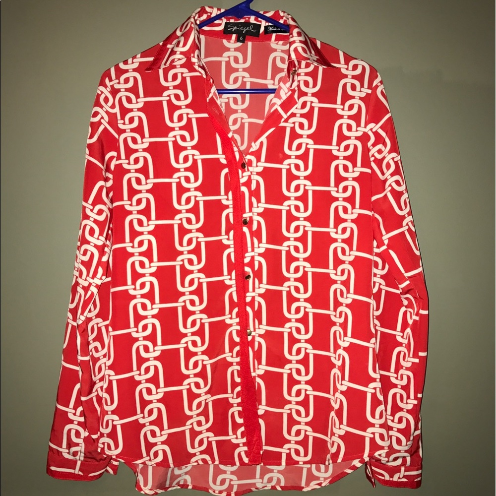 Spiegel blouse! Red and white, size 6
