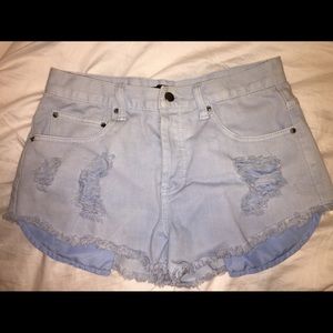 Forever 21 baby blue cutoffs