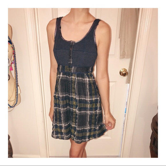 Free People Plaid Button-Up Dress - Picture 1 of 6