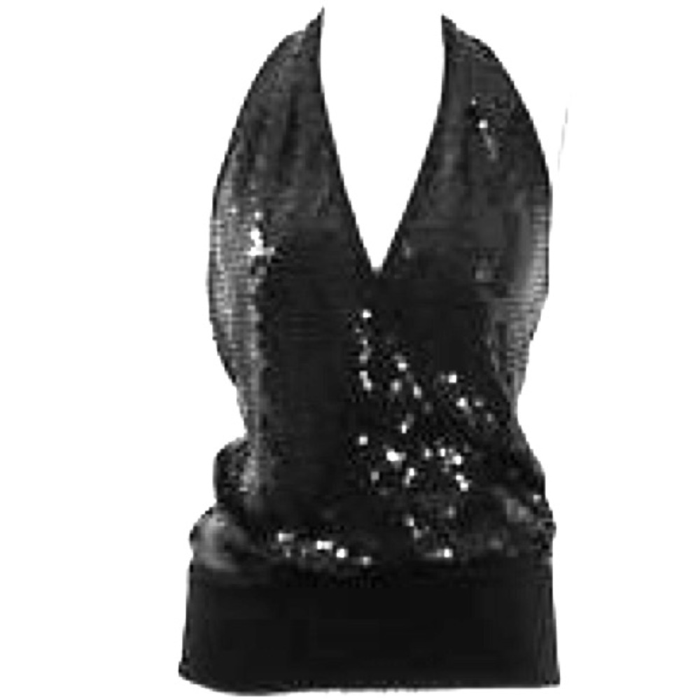 Trina Turk black sequin halter top p/xs