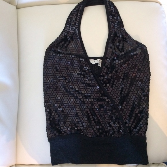 Trina Turk black sequin halter top p/xs - Picture 2 of 7