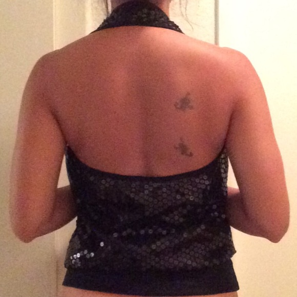 Trina Turk black sequin halter top p/xs - Picture 6 of 7