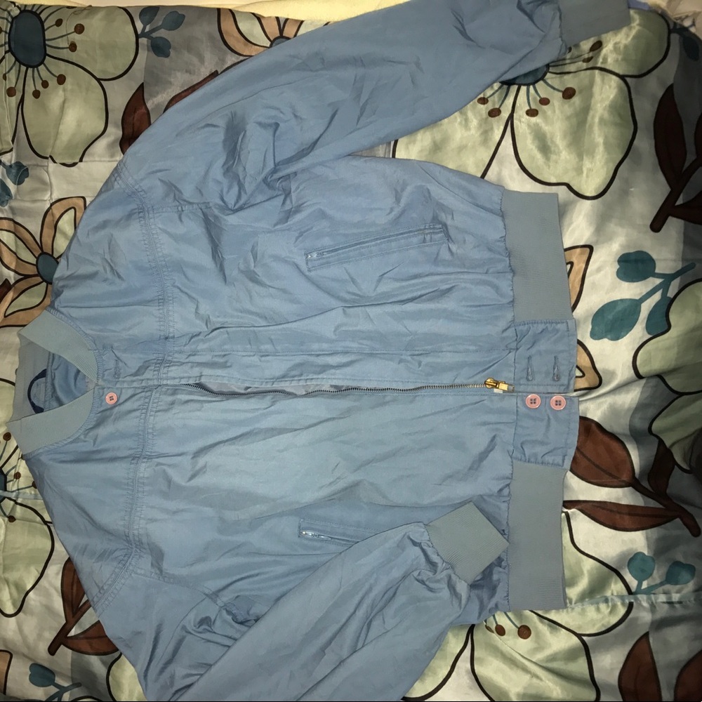 Light blue vintage bomber jacket