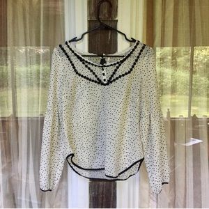 Free People Polka Dot Long Sleeve Blouse