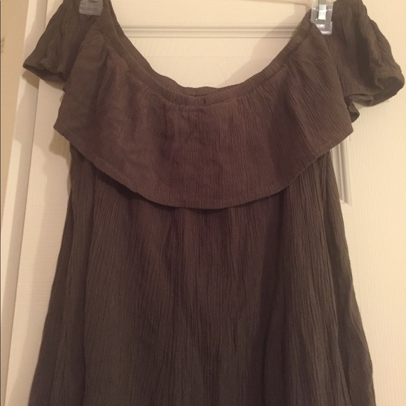 *SOLD*Olive Ruffle Dress - Picture 2 of 2