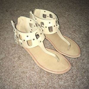 Nude studded gladiator sandals