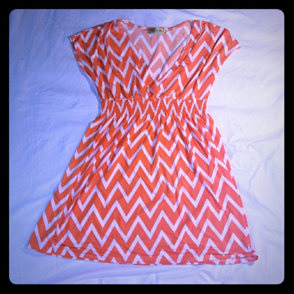 Orange and white chevron pattern summer dress