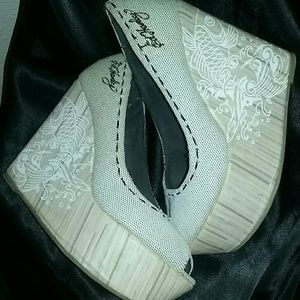 Ed hardy peep toe wedges