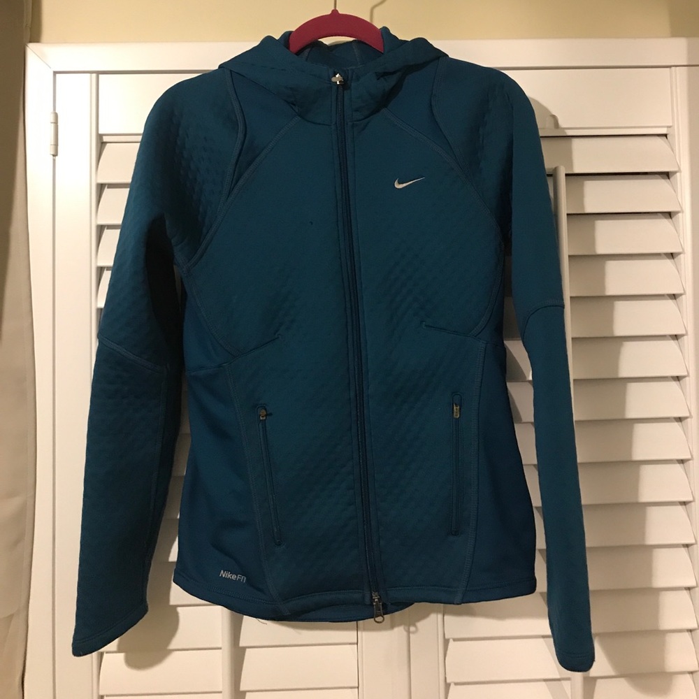 Nike zip up hoddie in blue/green color