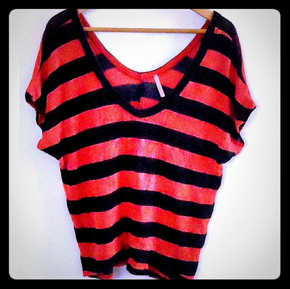 Black/terracotta scoop neck L