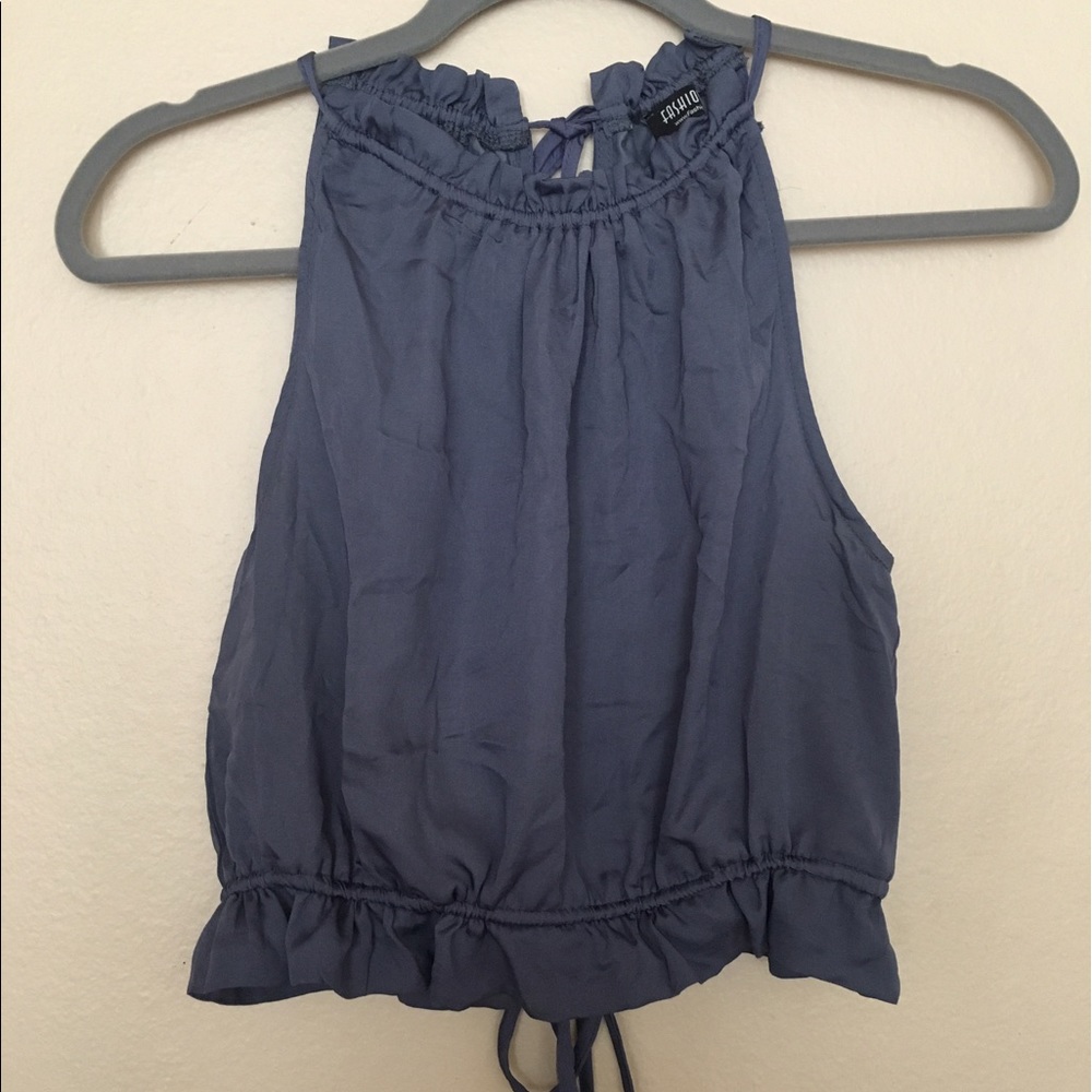 Open back high neck top