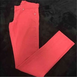 Coral pink skinny jeans