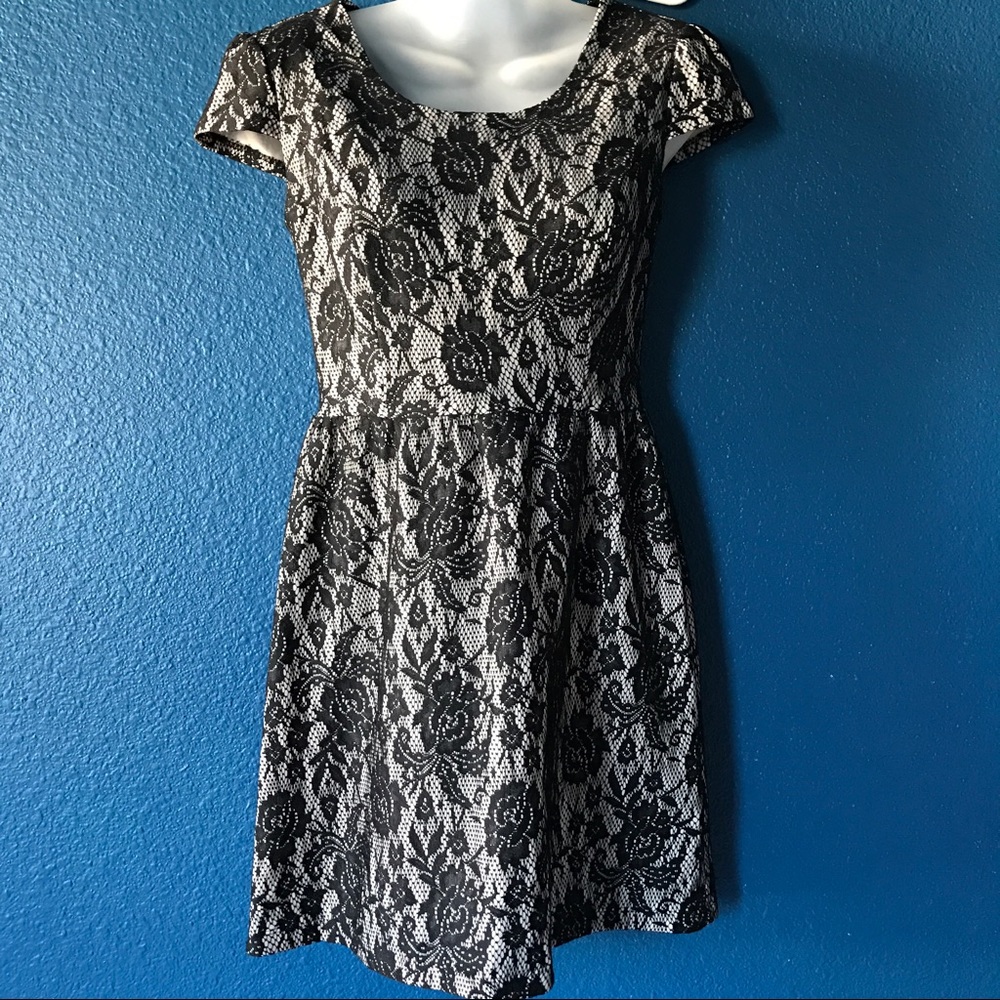 Lacy Black Dress with Floral Detail