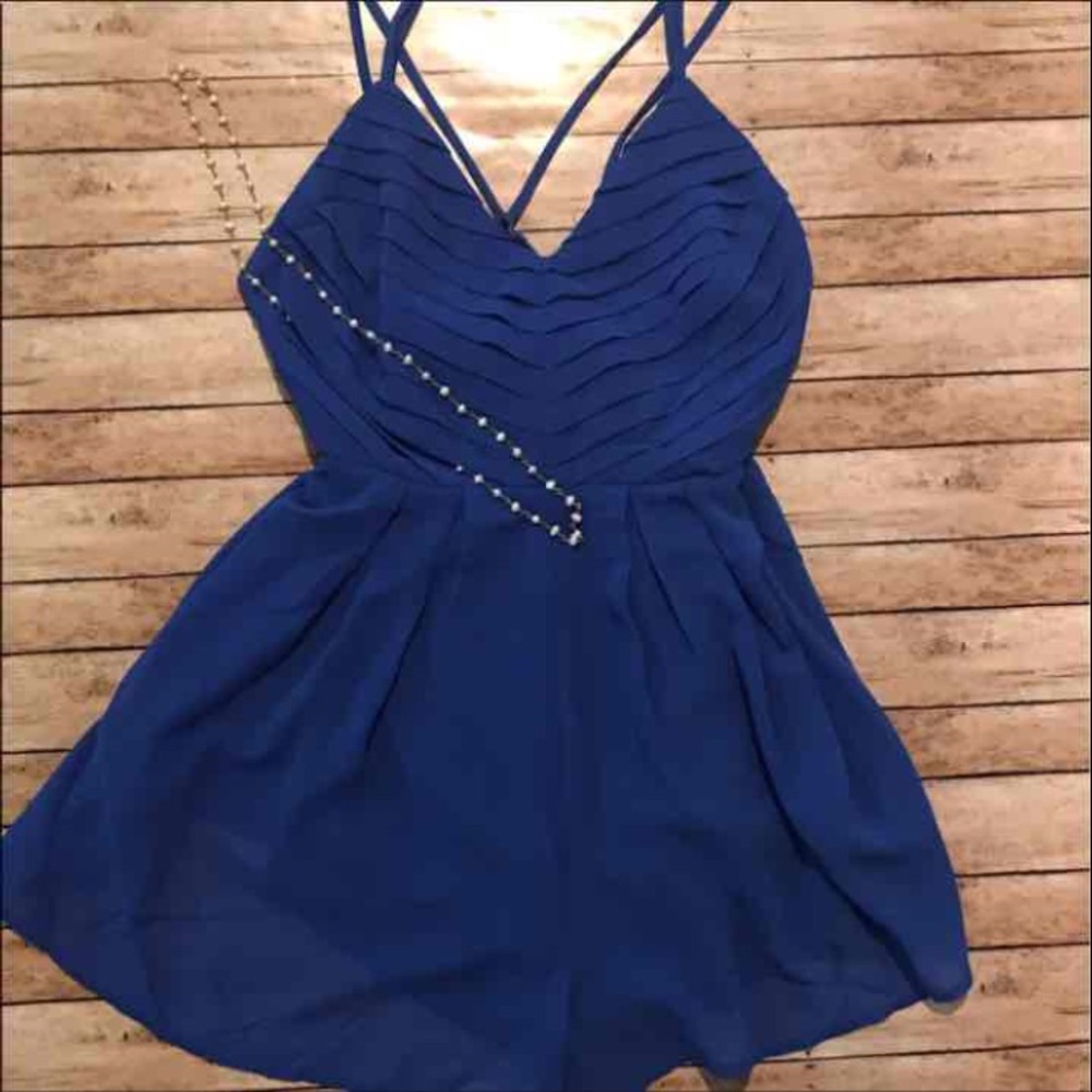 Strappy royal blue romper