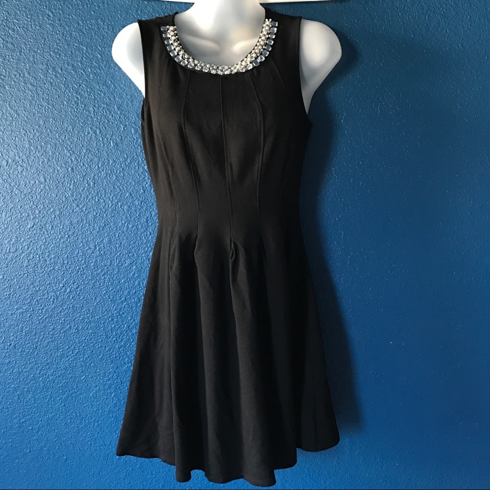 Black Formal Dress with Gem Collar