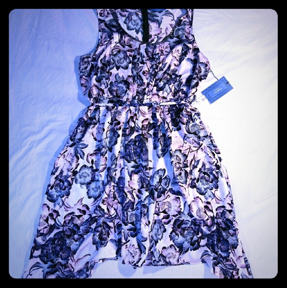 Pink and blue floral print Vera Wang dress