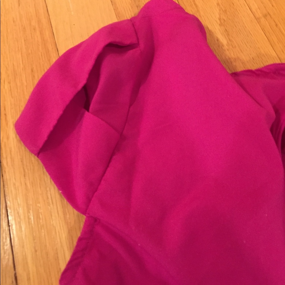 Zara Basic Raspberry Cap-Sleeve Blouse/Zipper Back - image 4