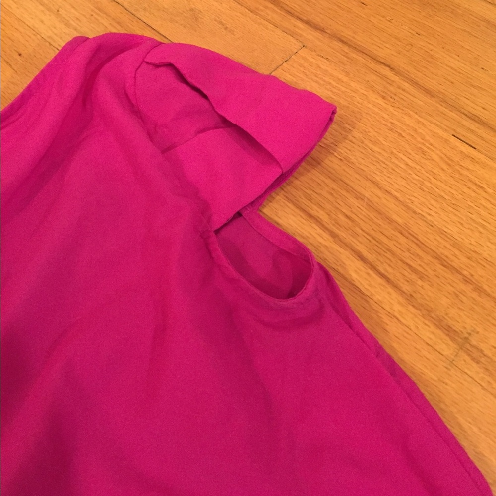 Zara Basic Raspberry Cap-Sleeve Blouse/Zipper Back - image 7